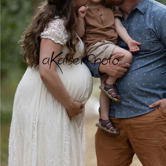 Boho Lace Trim Maxi Dress/Maternity Wedding Dress - Picture 5 of 5